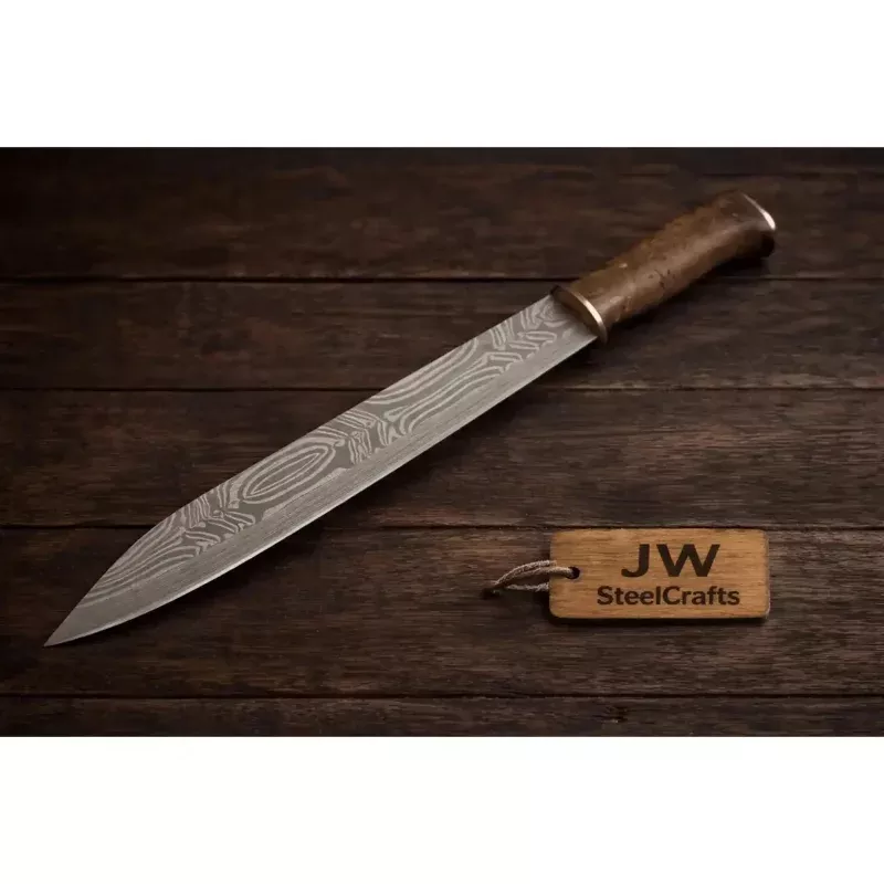HandmadeRagnar’s Seax Knife Damascus Steel Blade 16 Inch Fixed Blade