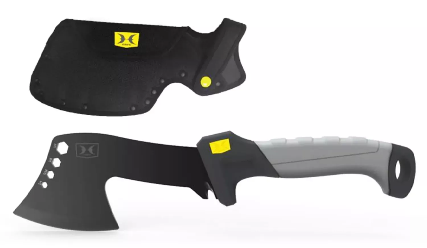 Hawk Hatchet2.50" Blade Axe Stainless Steel Blade Black/Gray GRN w/Rubber Overlay Handle 9.46" Long