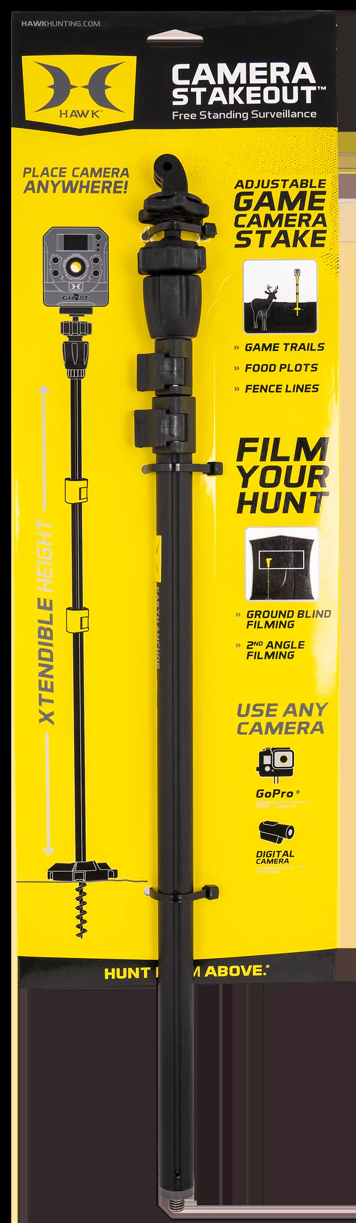 Hawk HWK3842 Camera Stakeout System 22″-51″ High Black Metal