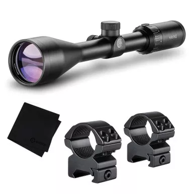 HAWKE Vantage 4-12x50 30/30 Duplex Reticle Riflescope w/ Match Mount 1in Medium Weaver Scope Rings and GRITR Microfibre (14150+22113+GRIT-MF)