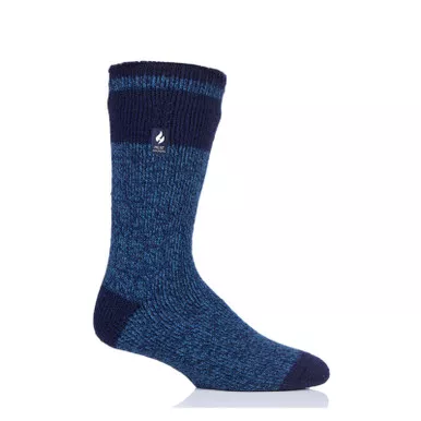 Heat Holders Men’s RookBlock Twist Crew Socks Navy/Denim