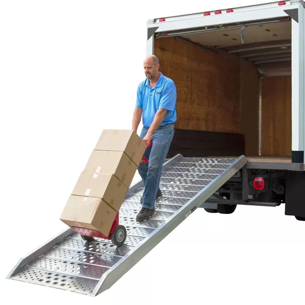 Heavy Duty Ramps Aluminum Punch Plate Walk Ramp | Model 01-37-X-06-Walk | Size 40.5″ W x 5″ H | Horsepower 23 HP | For Heavy Equipment