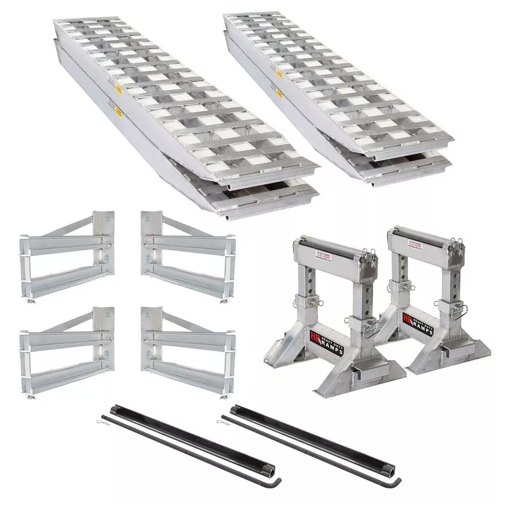 Heavy Duty Ramps Flatbed Trailer Ramp Kit | Model 23-18-192-FLAT-BED-Kit-DSSS | Size 16′ x 18″ | 23,500 lb. | Horsepower 23 HP | For Trucks