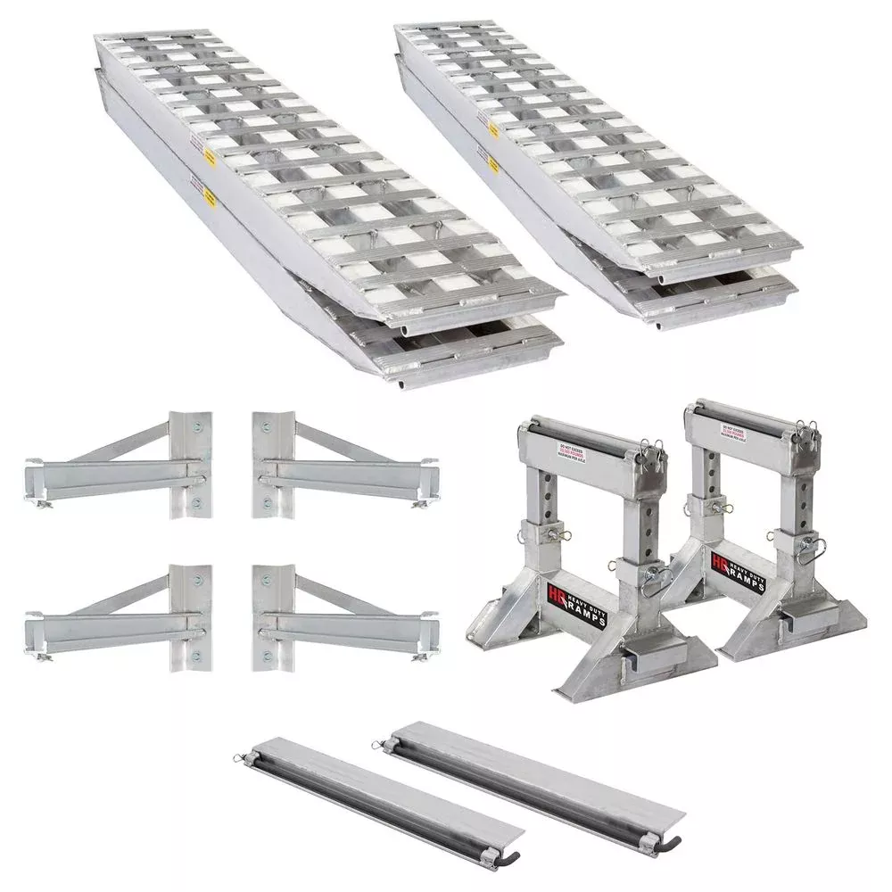 Heavy Duty Ramps Flatbed Trailer Ramp Kit | Model 23-18-192-FLAT-BED-Kit-STAS | 23,500 lb | Horsepower 23 HP | For Trucks