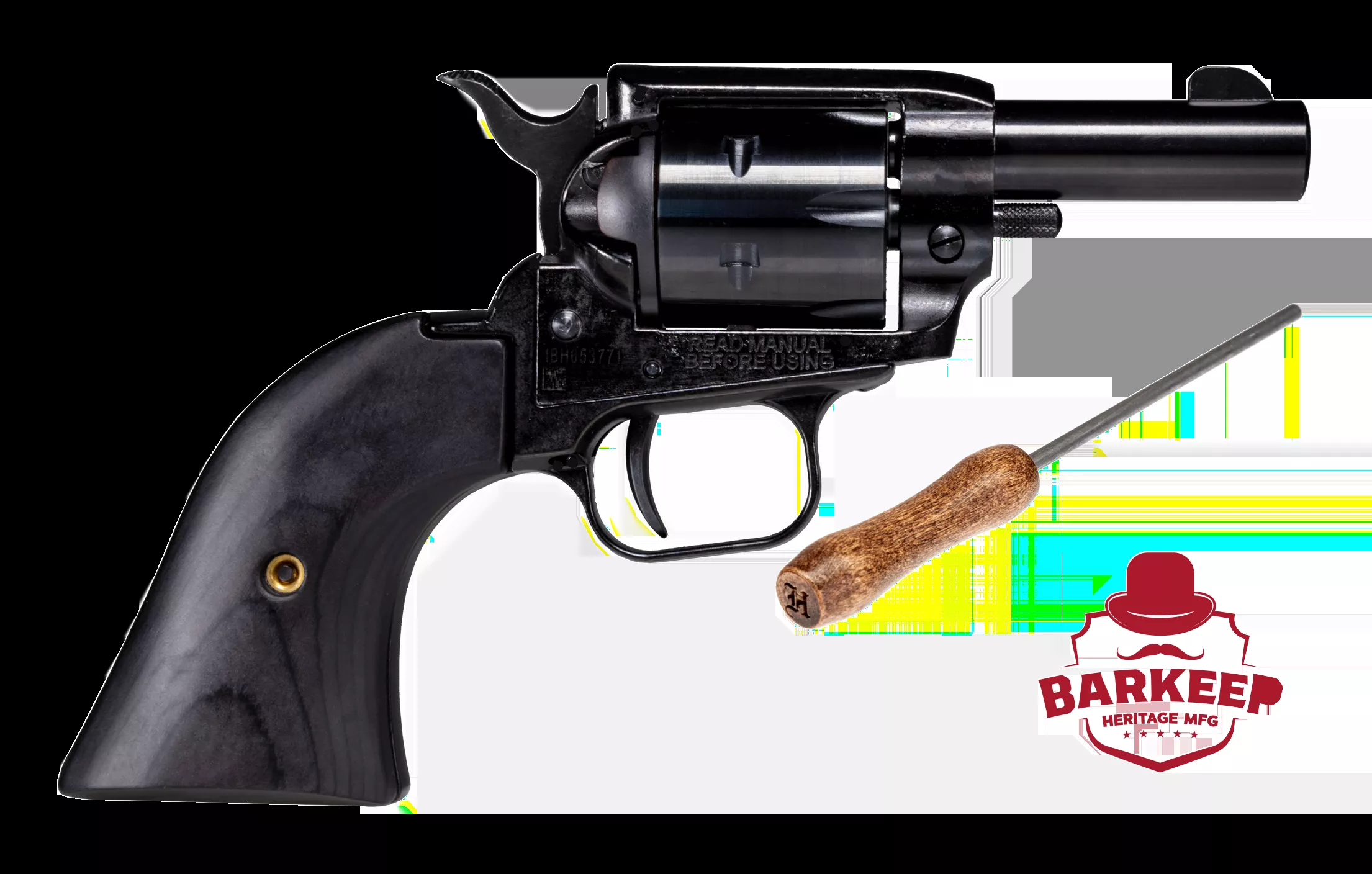 Heritage Mfg BK22B3-BBK Barkeep22 LR Caliber with 3.60" Black Oxide Finish Barrel, 6rd Capacity Black Oxide Finish Cylinder, Black Finish Zamak Frame & Black Laminate Wood Grip