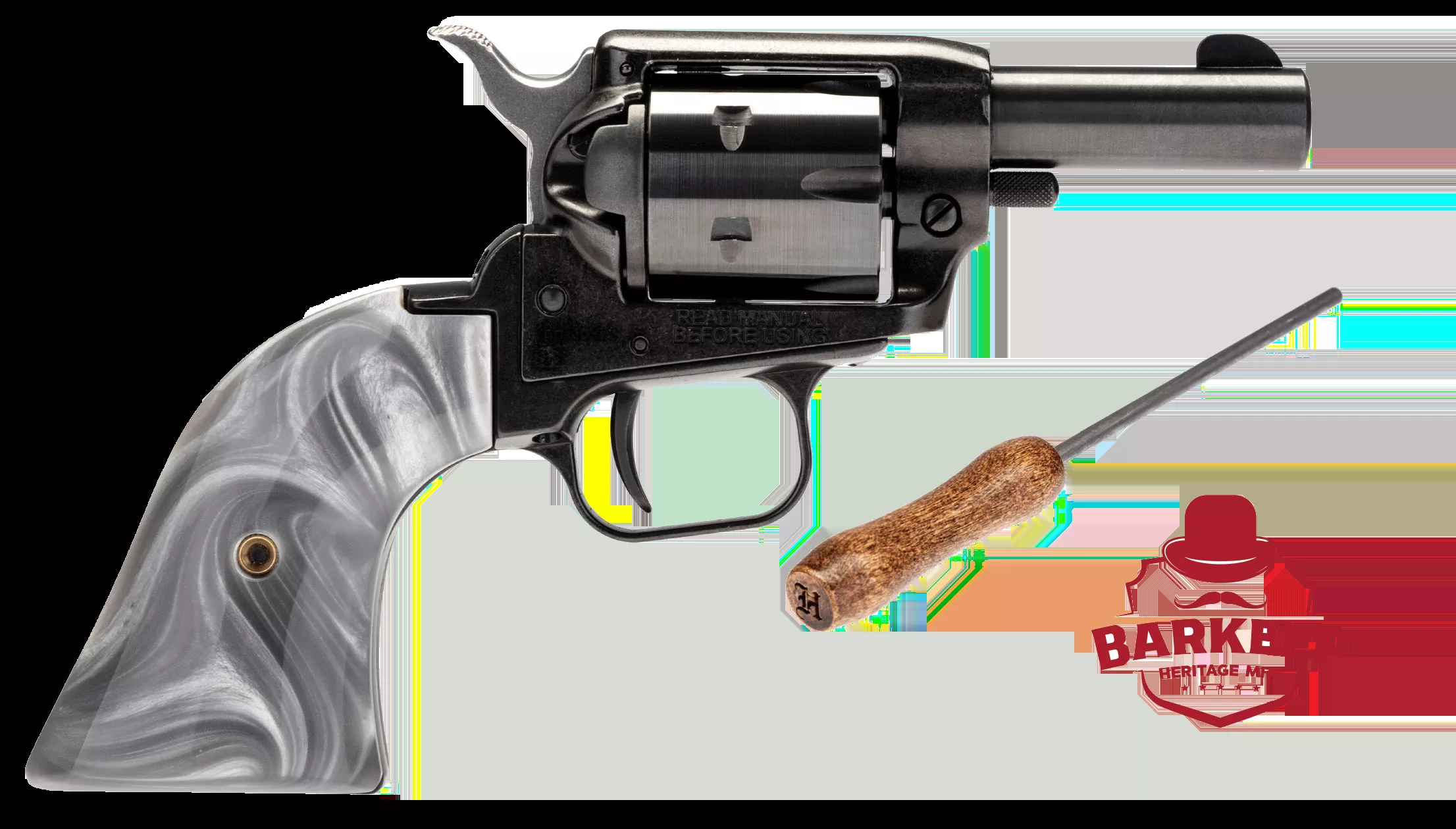 Heritage Mfg BK22B3GPRL Barkeep22 LR Caliber with 3″ Barrel, 6rd Capacity Cylinder, Overall Black Metal Finish & Gray Pearl Grip