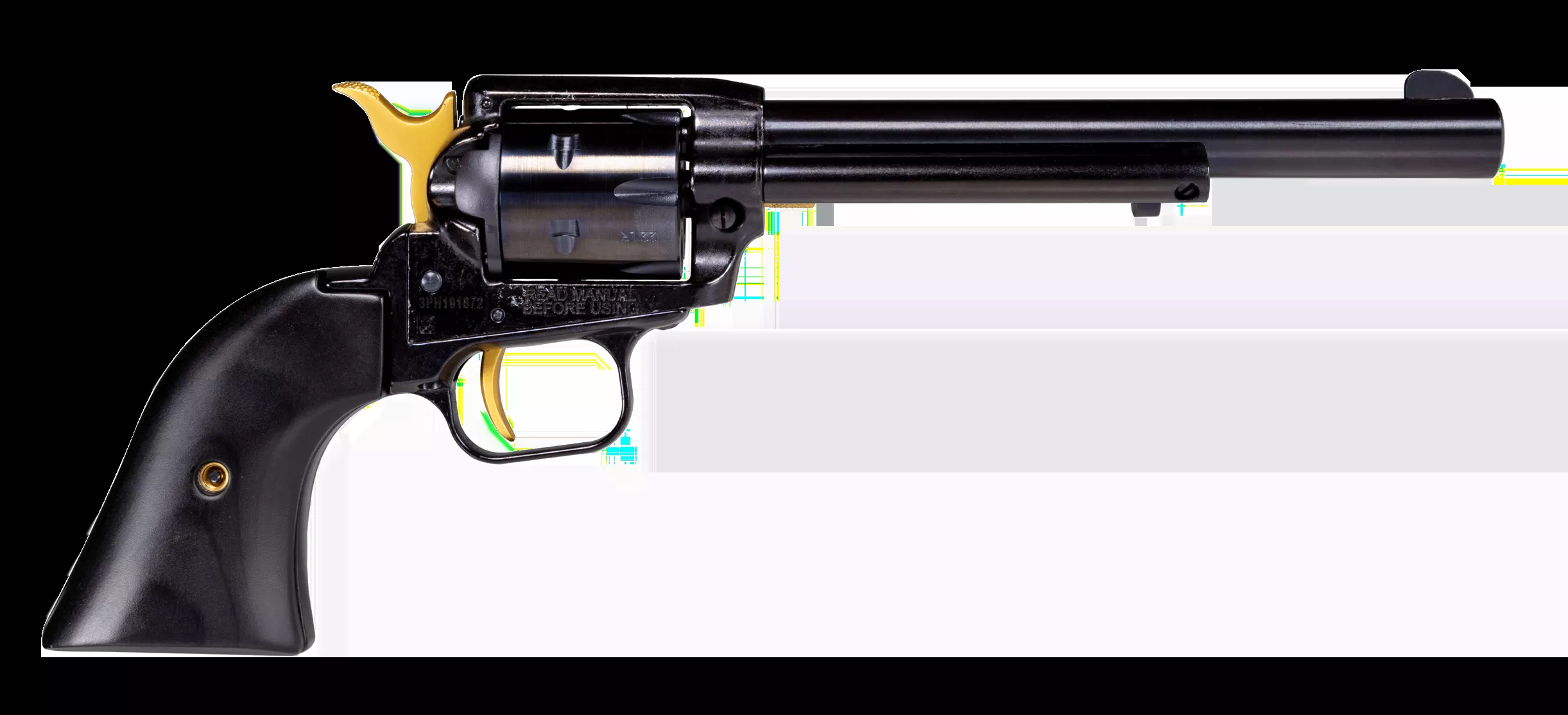 Heritage Mfg RR22B4-GLD Rough Rider22 LR 6rd 4.75″ Overall Black Oxide Steel with Black Laminate Grip & Gold Accents