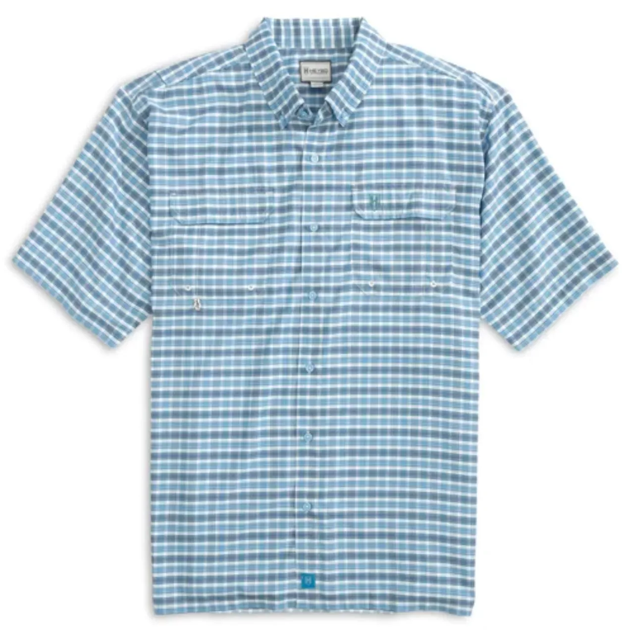 Heyboo Men’s Beaufort Plaid S/S Button-Down Shirt – Navy/Slate/Light Blue
