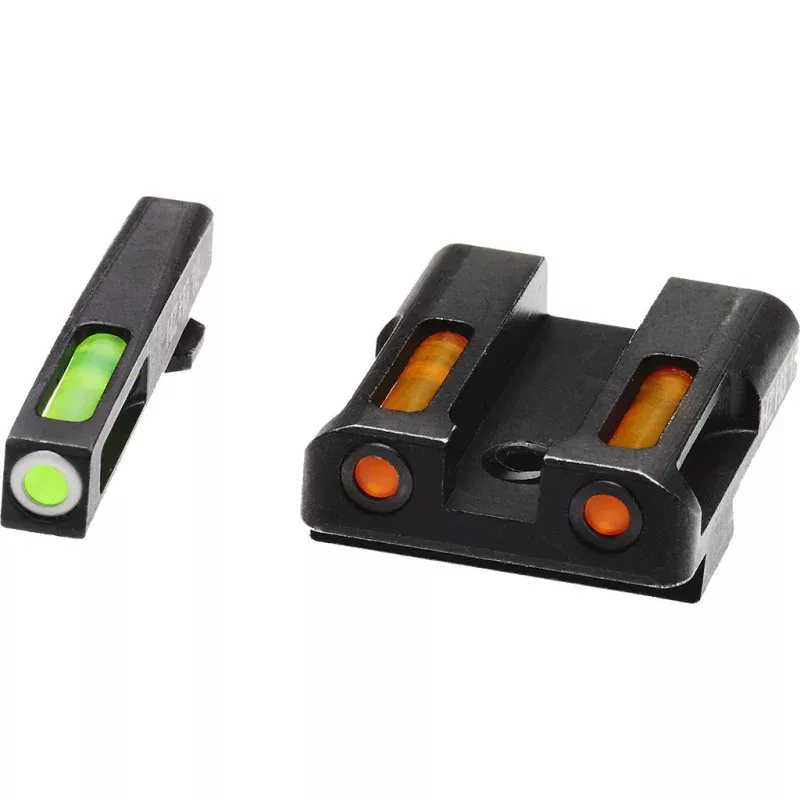HIVIZ LiteWave H3 Handgun Sight Glock 9mm Green/Orange Litepipes White Front Ring