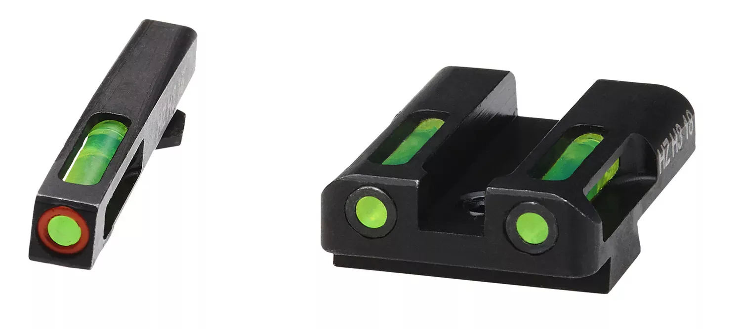 HiViz LiteWave H3 Set 3-Dot Tritium with LitePipe Technology Green with Orange Outline Front, Green Rear Black Frame for Most Glock (Except 42,43)
