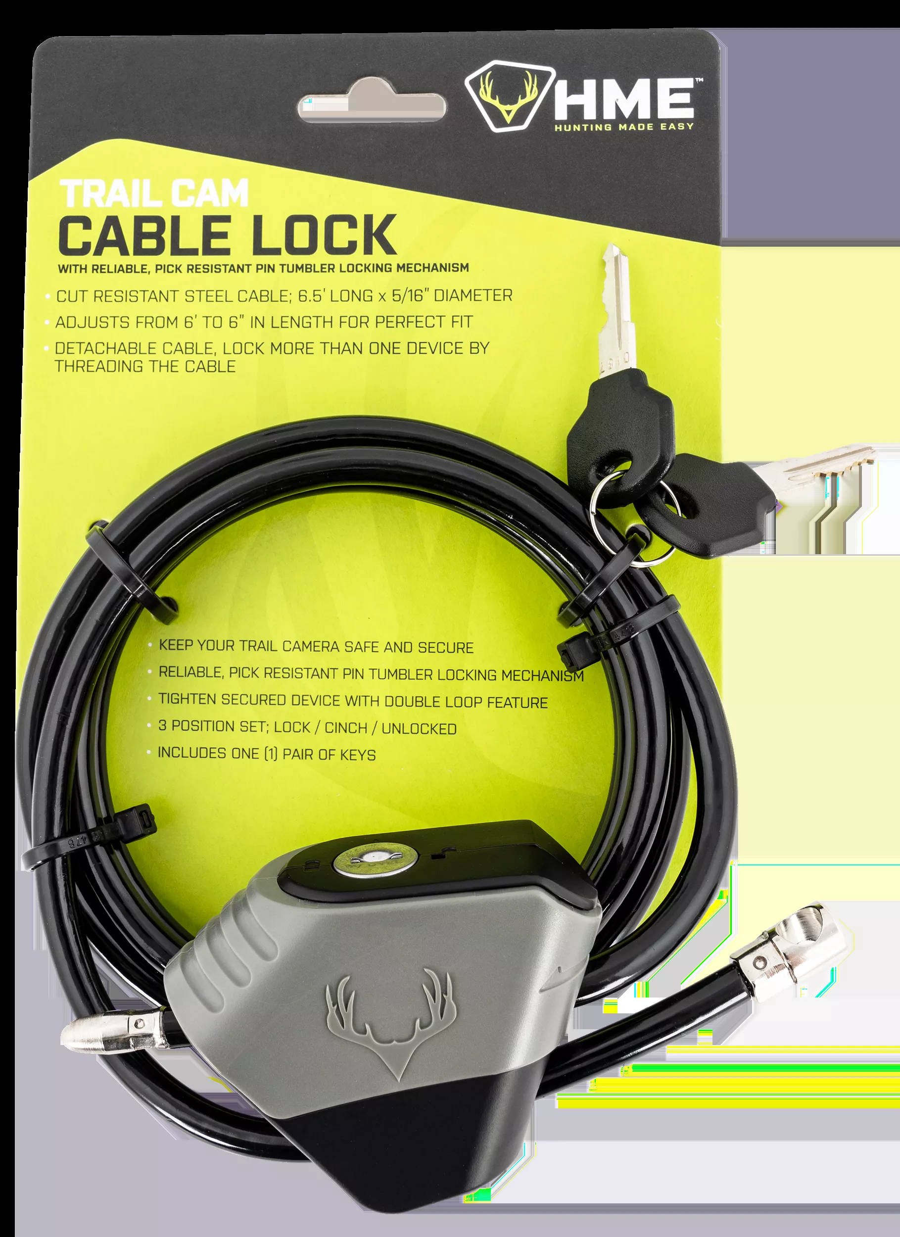 HME HME-CBLK Cable Lock6.50′ Long Black/Gray Aluminum