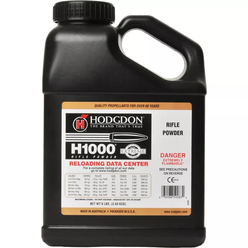 Hodgdon H1000 Powder 8 lb. Extreme Rifle HAZMAT