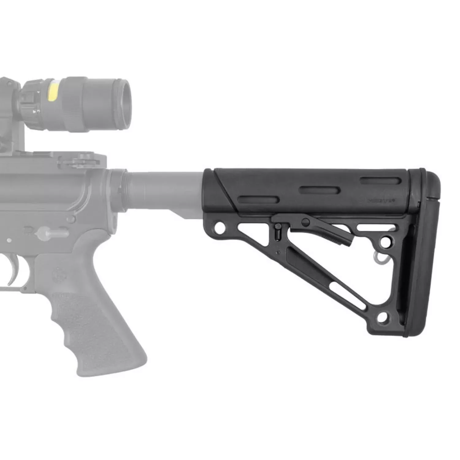 Hogue Overmolded Collapsible Buttstock Black Fits Mil-spec Buffer Tubes