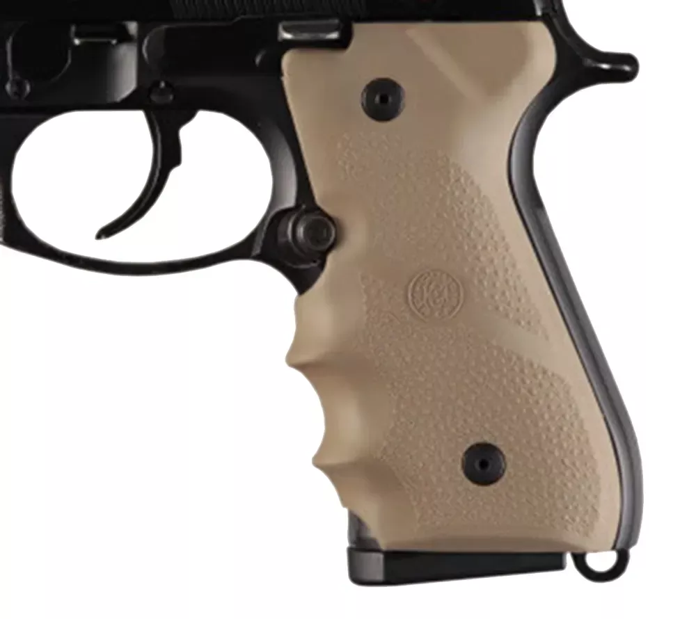 Hogue Rubber Grip Flat Dark Earth Finger Grooves Beretta 92, 96