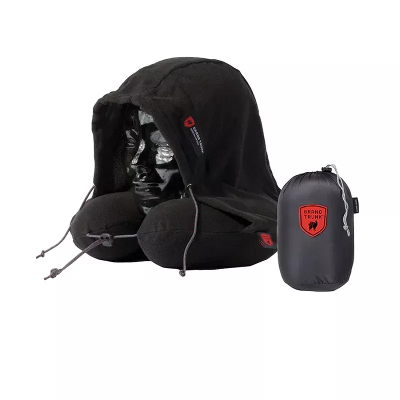 Hooded Travel Neck Pillow|Black&Peacock Green&Slate Gray
