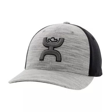 HOOEY Ash Flexfit 6-Panel Black/White Hooey Logo Gray/Black Cap (2231GYBK)