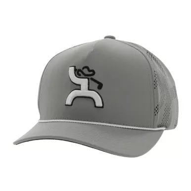 HOOEY Cowboy Golf 5-Panel White/Navy Golf Logo Gray Trucker Cap (2216T-GY)