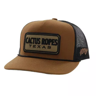 HOOEY CR79 5-Panel Cactus Ropes Tan/Black Trucker Cap (CR079)