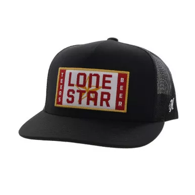 HOOEY Lone Star 5-Panel Black Patch Trucker Cap (LS016T-BK)