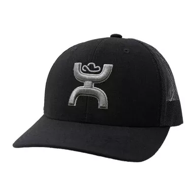 HOOEY Sterling 6-Panel Gray Hooey Logo Black Trucker Cap (2105T-BK)