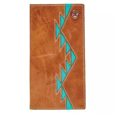 HOOEY Tonkawa Tan with Turquoise Aztec Rodeo Wallet (HW006-TNTQ)