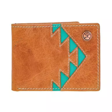 HOOEY Tonkawa Turquoise/Tan Bi-Fold Leather Wallet (HFBF006-TNTQ)