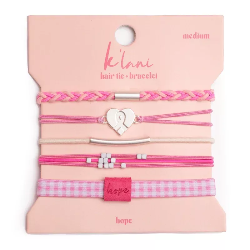 Hope Silver & Pink Breast Cancer Awareness Hair Tie Bracelets