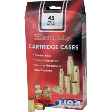 Hornady 8760 Unprimed Brass 45 ACP, Brass, 100 Pack