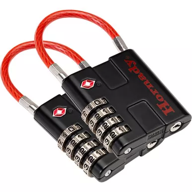 Hornady 96022 TSA Padlock with Cable 2 Pack, Black