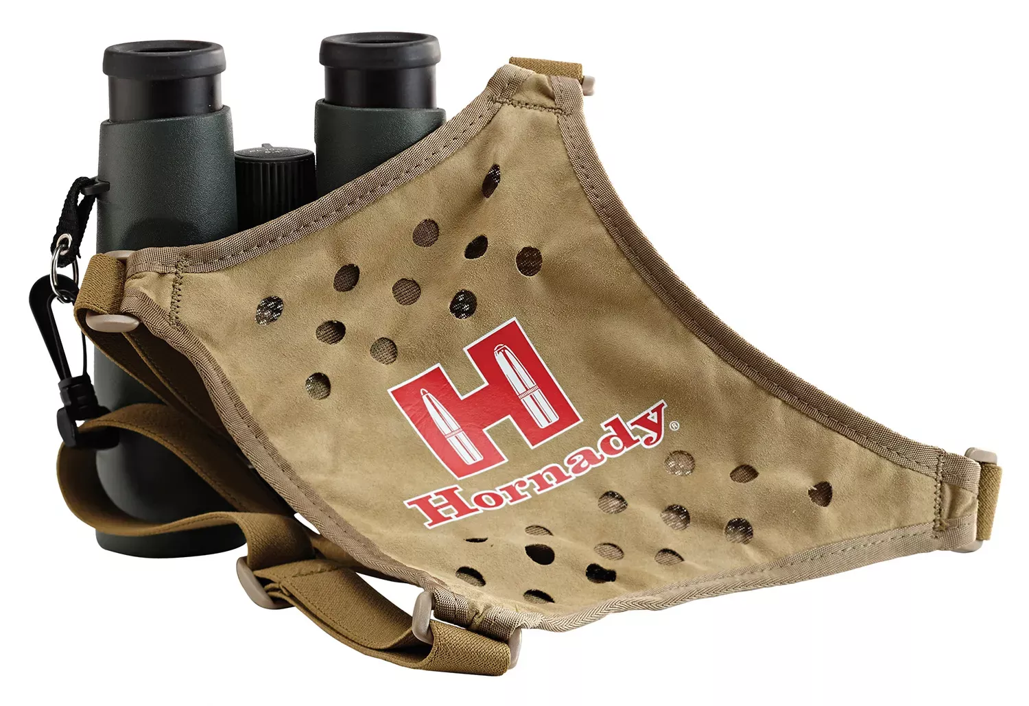 Hornady Binocular Harness Tan Red Logo Elastic Straps