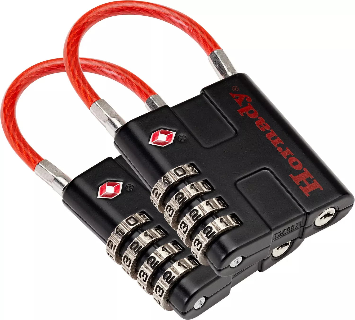 Hornady Rapid Safe TSA Lock Open With Combination Black and Red 2 Pack