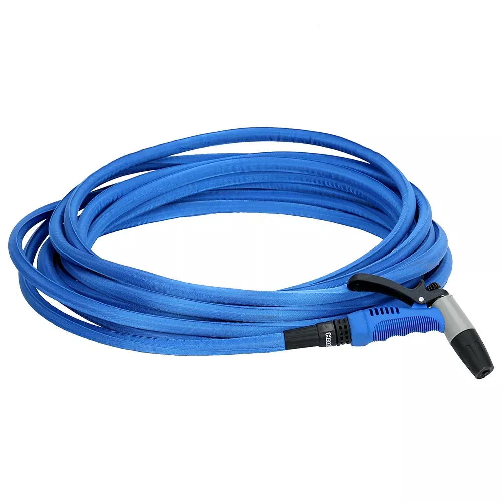 HoseCoil 50′ Blue Flexible Hose Kit with Rubber Tip Nozzle