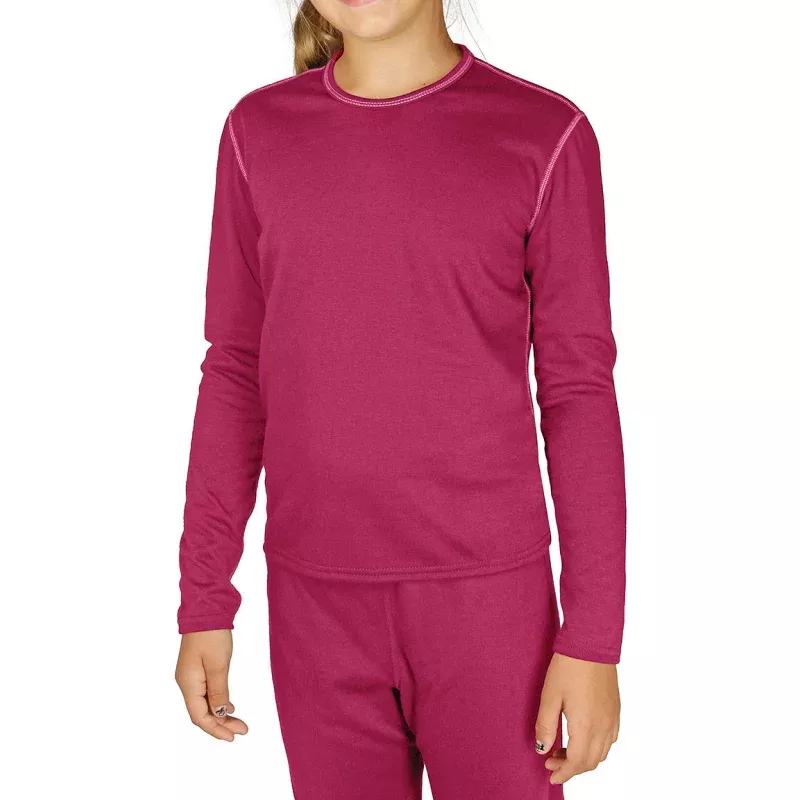 Hot Chillys Bi Ply Crew Kids Cranberry Medium Thermal Base Layer