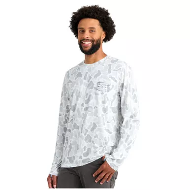 HUK Men's Drift KC White Camo Long Sleeve Graphic Crew (H1200716-100)