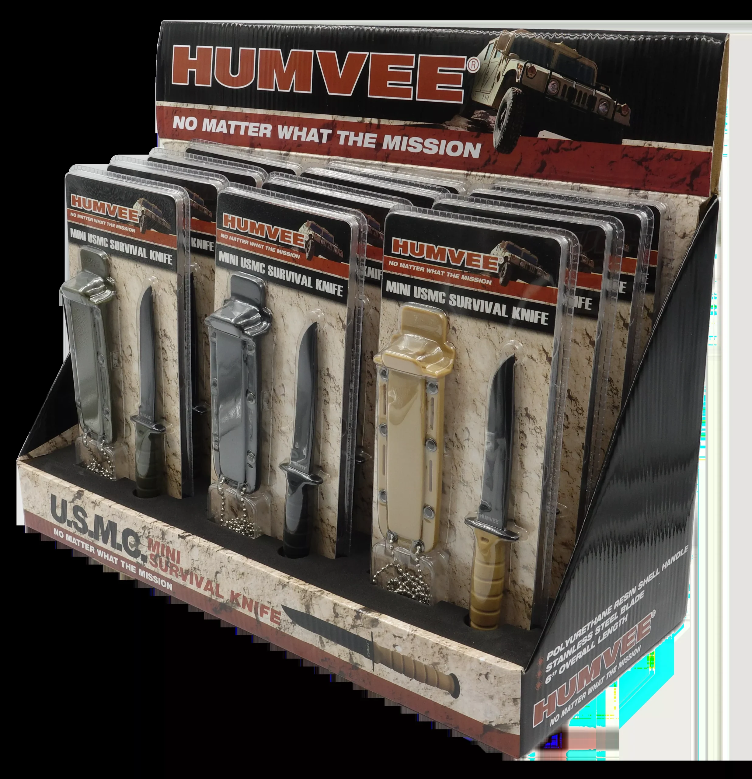 Humvee Adventure Gear Humvee Combat Knife Display 3.5″ USMC Combat Knife Display