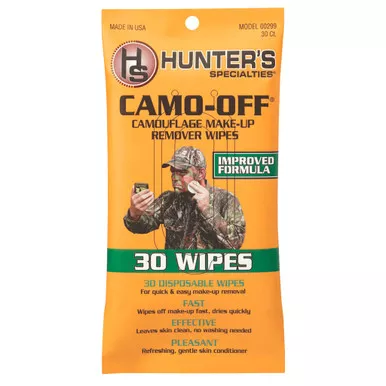 Hunters Specialties HS-00299 Camo-Off Makeup Remover Wipes, White, 30 Pack