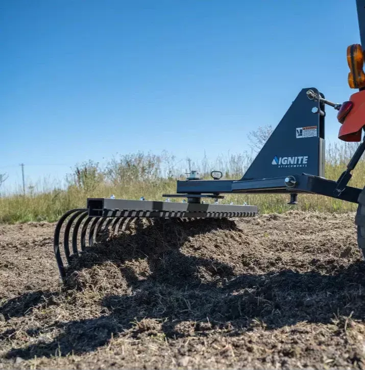 Ignite Attachments 3-Point Tine Rake | Working Width 72″ | Horsepower 60 HP Max | For Tractors