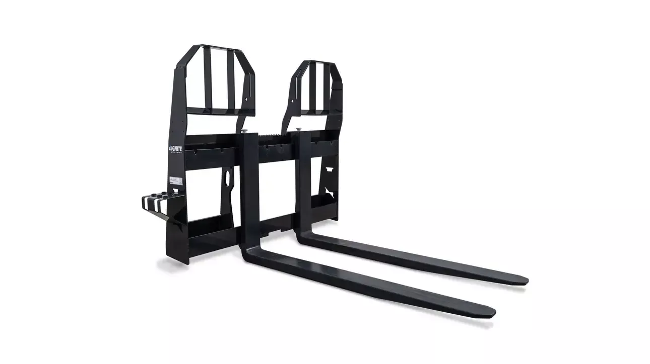 Ignite Attachments 4K Heavy Duty Pallet Fork and Frame Combo 48″ | SKU 7494774‑75028580IG| Width: 45.1″ | Hydraulic Flow: 15-40 GPM | For Skid‑Steer Loaders