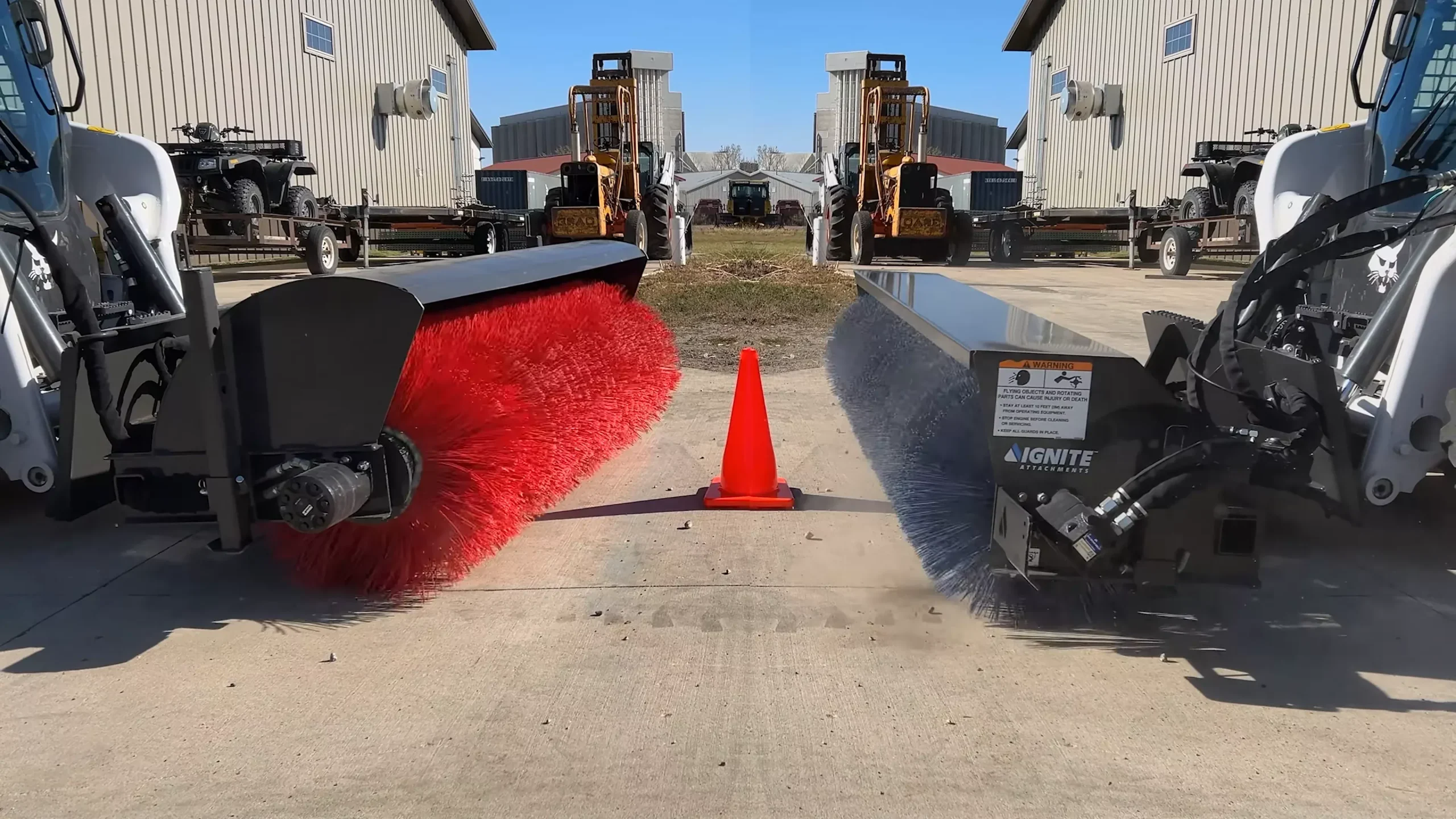 Ignite Attachments Manual Angle Broom | Width 84″ | Hydraulic Flow 16-24 GPM | For Skid Steers