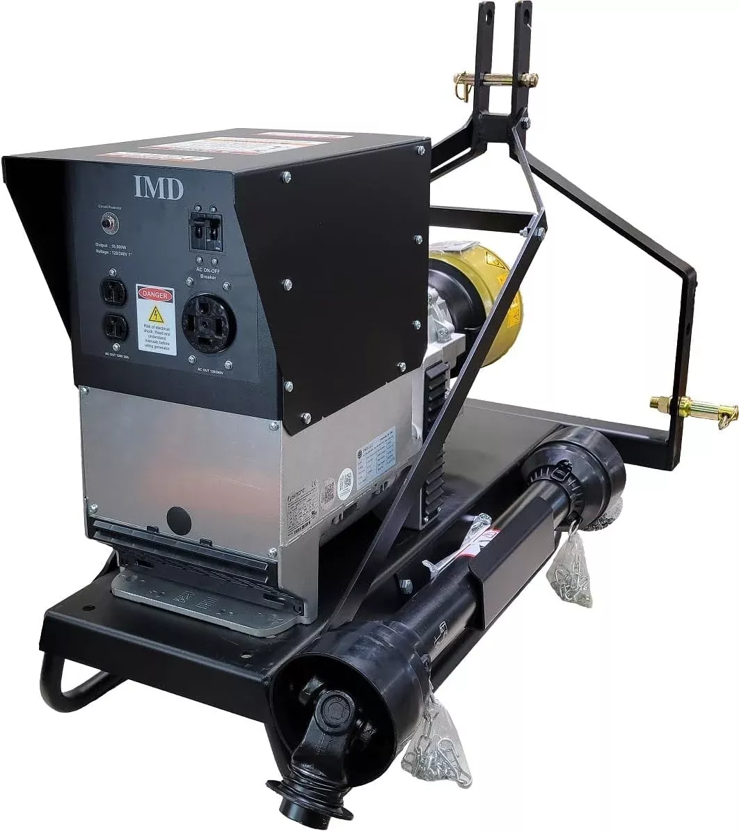 IMD LLC 3PT PTO Generator – 16KVA Single Phase | 120/240V | Brushless | Includes Plug, Shaft & Mount | For Tractor