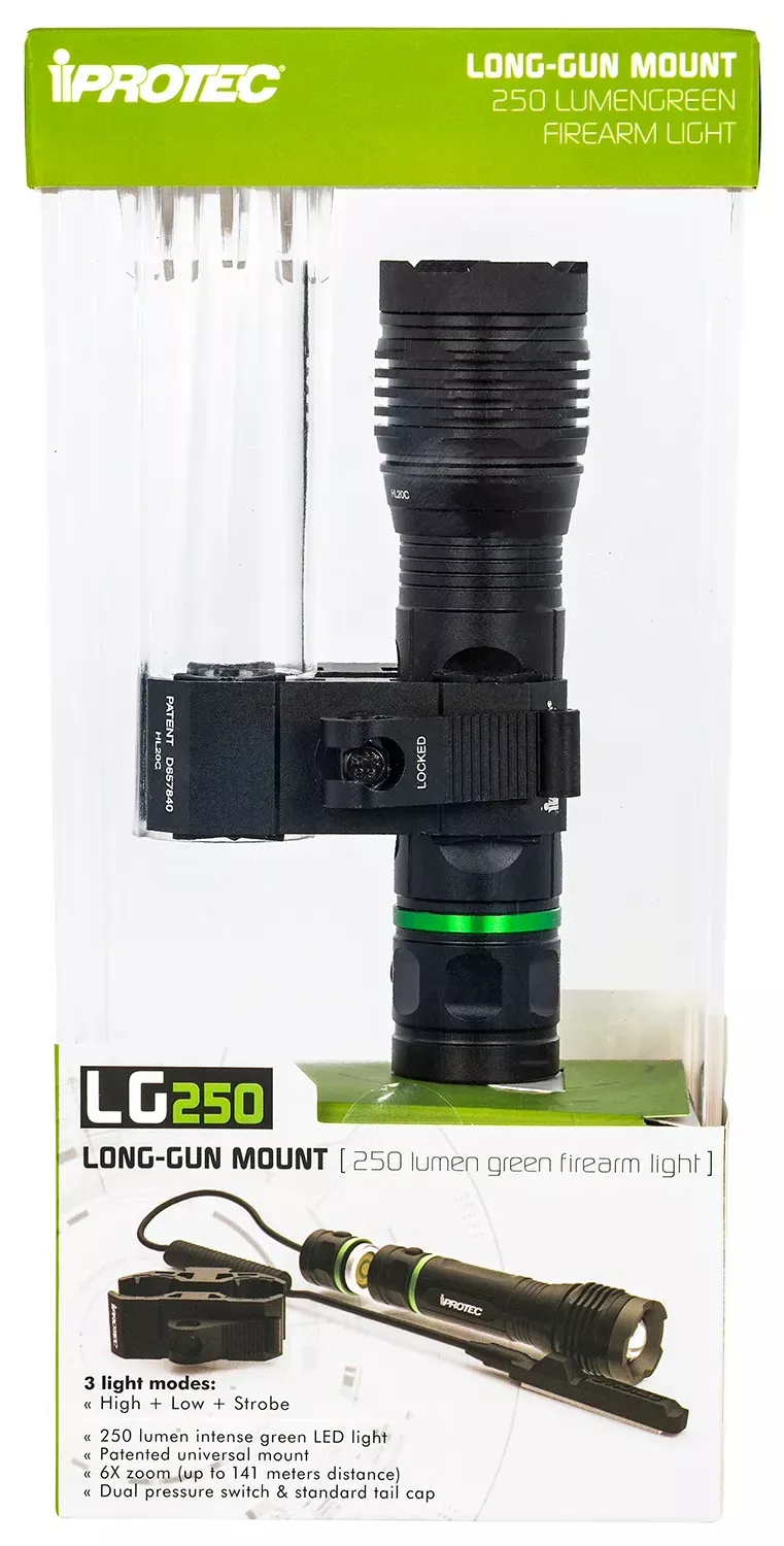 iProtec LG250 W/Pressure Switch Long Guns 25/250 Lumens Output 5mW Output Green LED Black