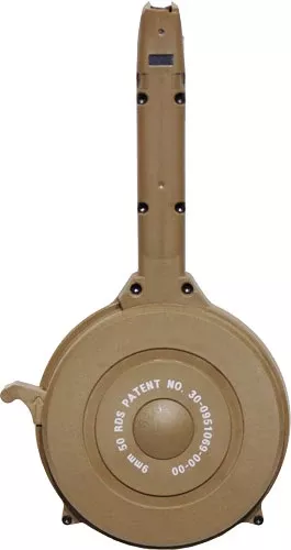 Iver Johnson Magazine Polymer - Fits Glock 9mm 50rd Drum Tan
