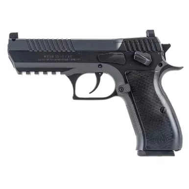 IWI US J941F9ORP Jericho 941 Full Size Frame 9mm Luger 16+1 4.40" Black Chrome Lined Steel Barrel, Black Serrated Steel Slide & Frame w/Beavertail & Picatinny Rail, Black Textured Grips