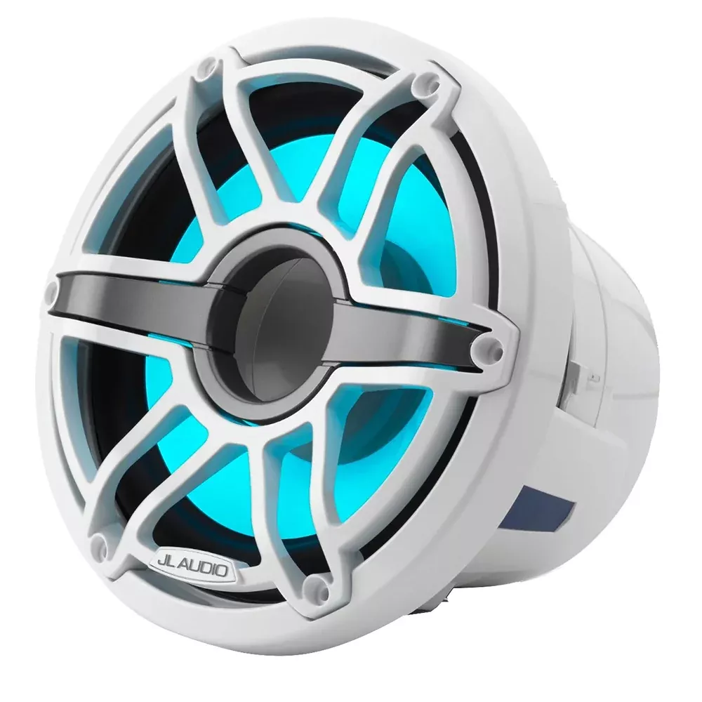 JL Audio M6 8″ Marine Subwoofer w/Gloss White Sport GrilleTransflective LED Lighting – M6-8IB-S-GwGw-i-4 [010-03081-00]