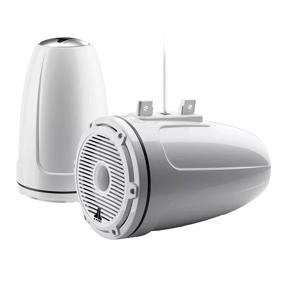 JL Audio M6 Series 7.7″ Enclosed Tower Coaxial System w/Gloss White Classic GrilleBlack Tweeter Mesh – M6-770ETXv3-Gw-C-GwGw [010-03276-00]