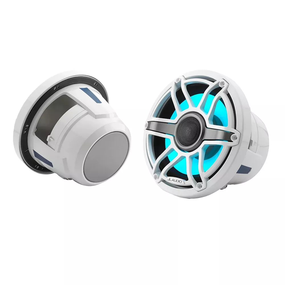 JL Audio M6 Series 8.8″ Marine Coaxial Speakers w/Gloss White Sport GrilleTransflective LED Lighting – M6-880X-S-GwGw-i [010-03095-00]