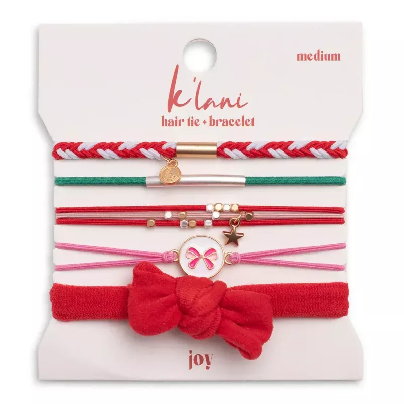 Joy Red & Green Holiday Hair Tie Bracelets