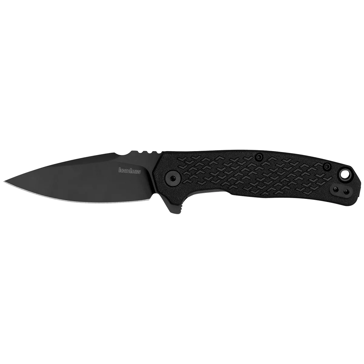 Kershaw Conduit 2.90″ Folding Spear Point Plain Black Oxide SS Blade/Blacked Out Texture Glass-Filled Nylon Handle