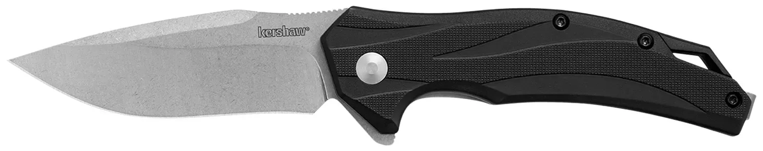 Kershaw Lateral Full Size Folding Drop Point w/Recurve Plain Stonewashed SS Blade/Gray Textured Glass-Filled Nylon Handle