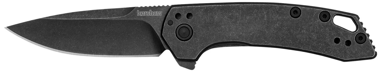 Kershaw Radar 2.90″ Folding Drop Point Plain Black Oxide Blackwash SS Blade & Stainless Steel Handle Includes Pocket Clip